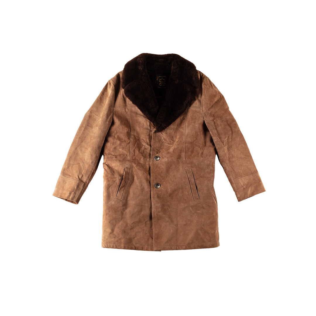 Vintage 80's Men Faux Sheepskin Coat in BrownVN528
