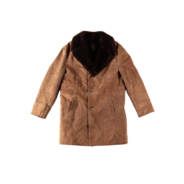 Vintage 80's Men Faux Sheepskin Coat in BrownVN528