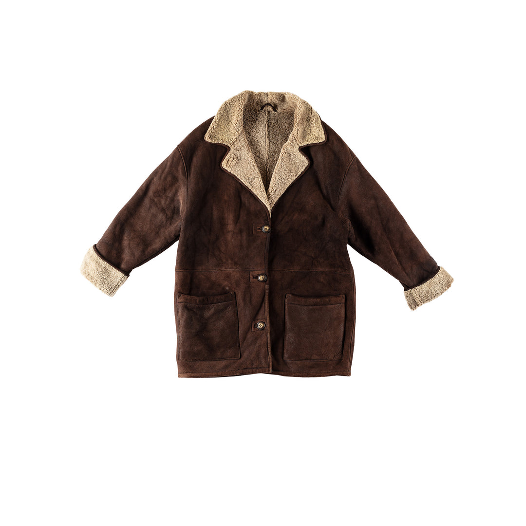 Vintage 80's Women Sheepskin Coat in BrownMN519