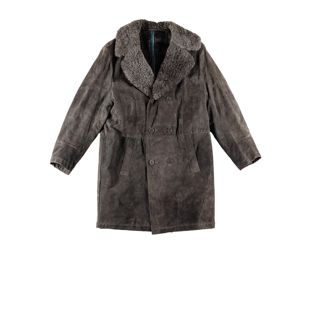 Vintage 70's Men Faux Sheepskin Coat in GrayVN748