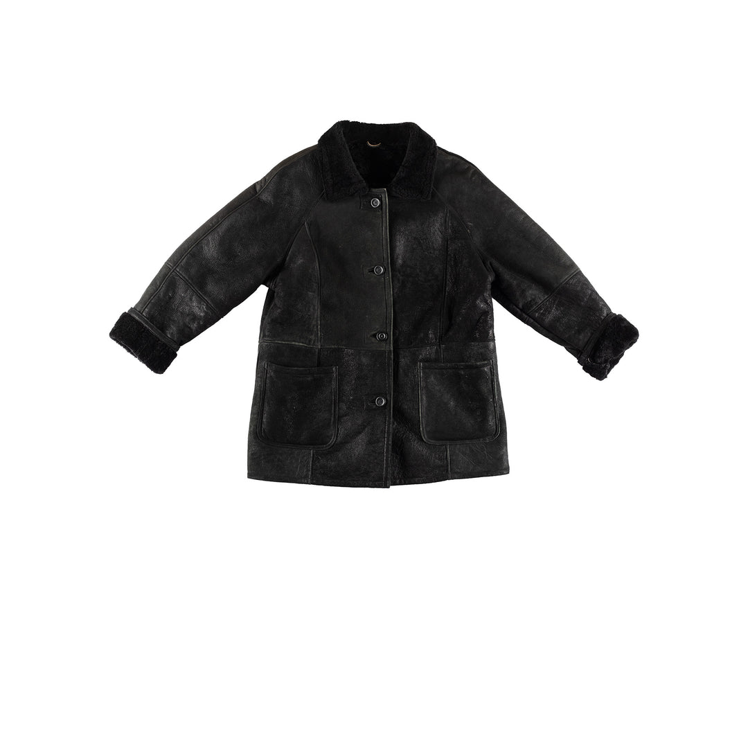 Vintage 80's Women Sheepskin Coat in BlackMN391