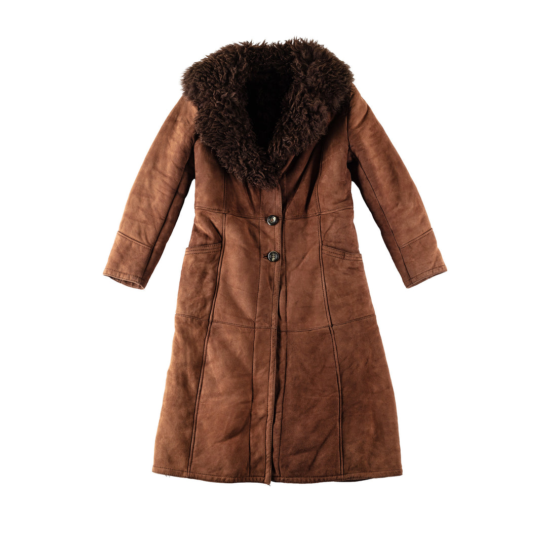 Vintage 70's Women Sheepskin Coat in BrownMN345