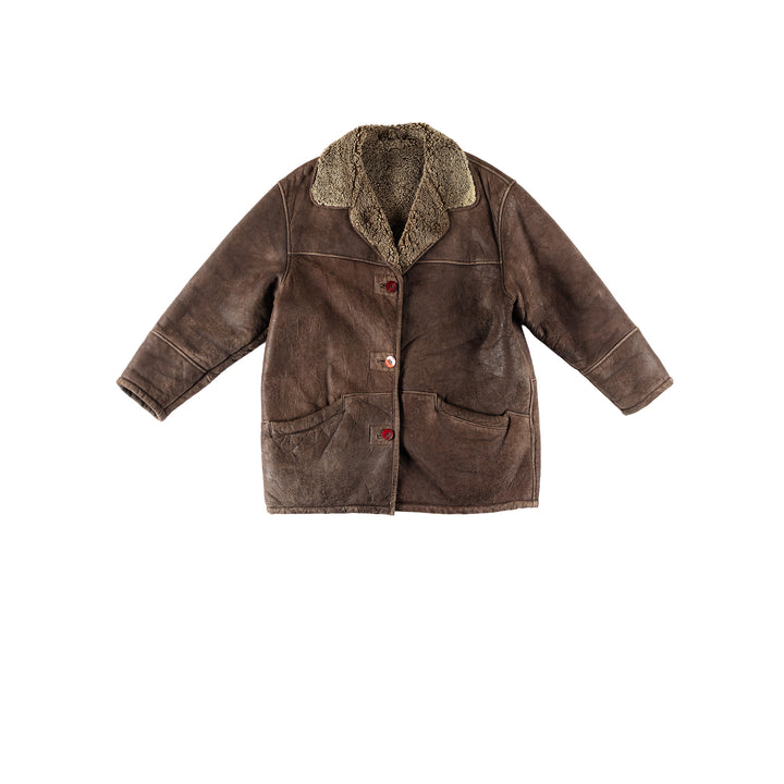 Vintage 80's Women Sheepskin Coat in BrownMN714