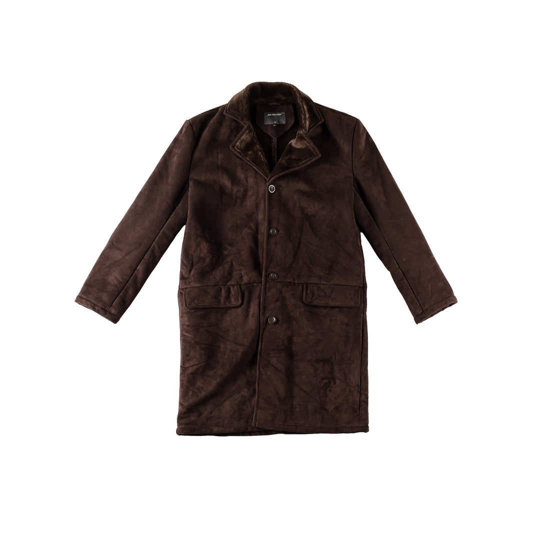 Vintage 90's Men Faux Sheepskin Coat in BrownMN512