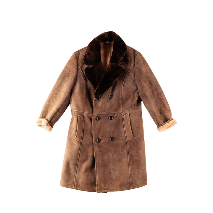 Vintage 70's Men Sheepskin Coat in BrownVN347