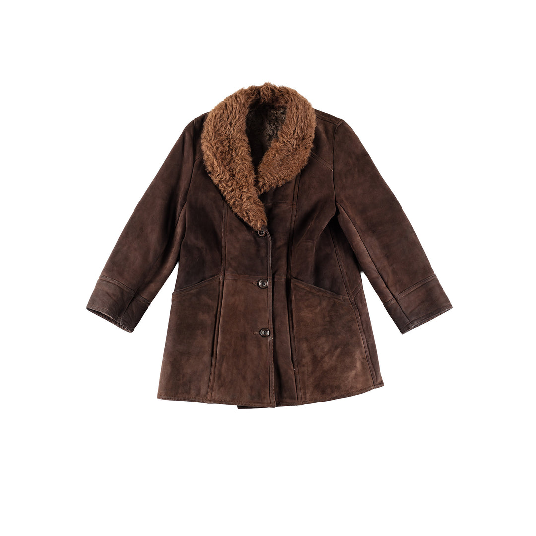 Vintage 70's Women Sheepskin Coat in BrownMN394