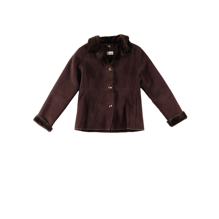 Vintage 80's Women Faux Sheepskin Jacket in BrownMN767