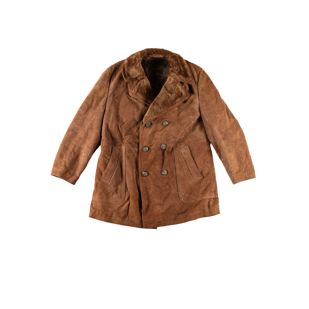 Vintage 80's Men Sheepskin Coat in BrownVN533