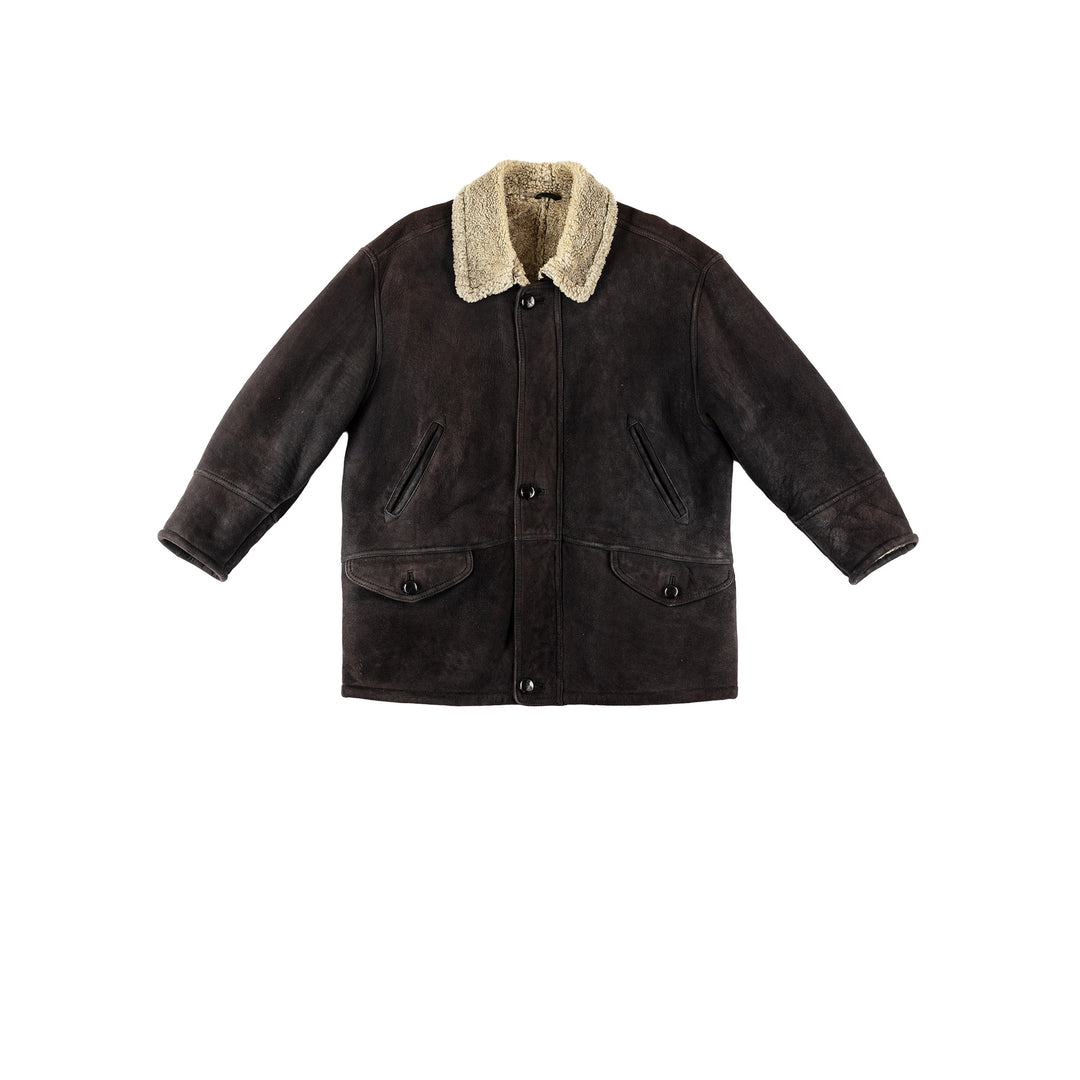 Vintage 80's Men Sheepskin Coat in BlackVN720