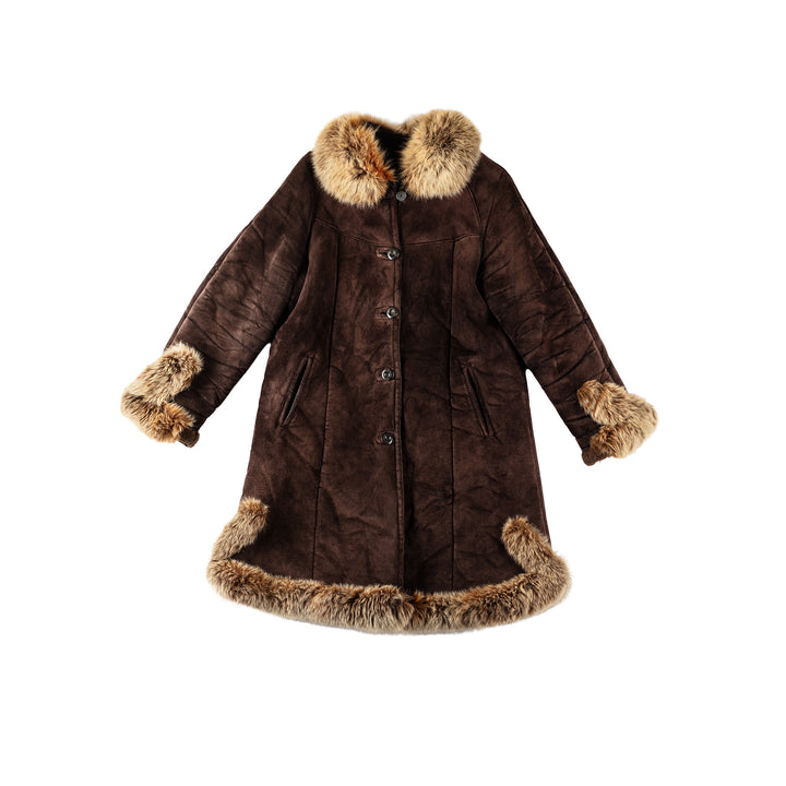 Vintage 70's Women Sheepskin Coat in BrownMN564
