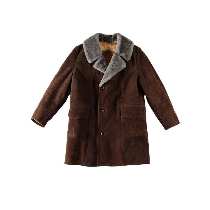 Vintage 70's Men Sheepskin Coat in BrownVN345
