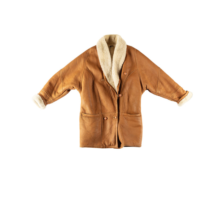 Vintage 80's Women Sheepskin Coat in BrownMN715