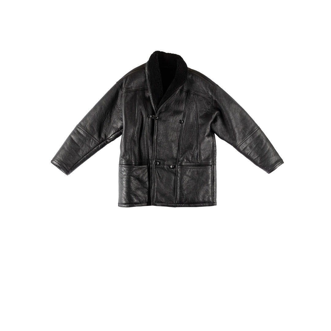 Vintage 80's Men Sheepskin Coat in BlackVN717