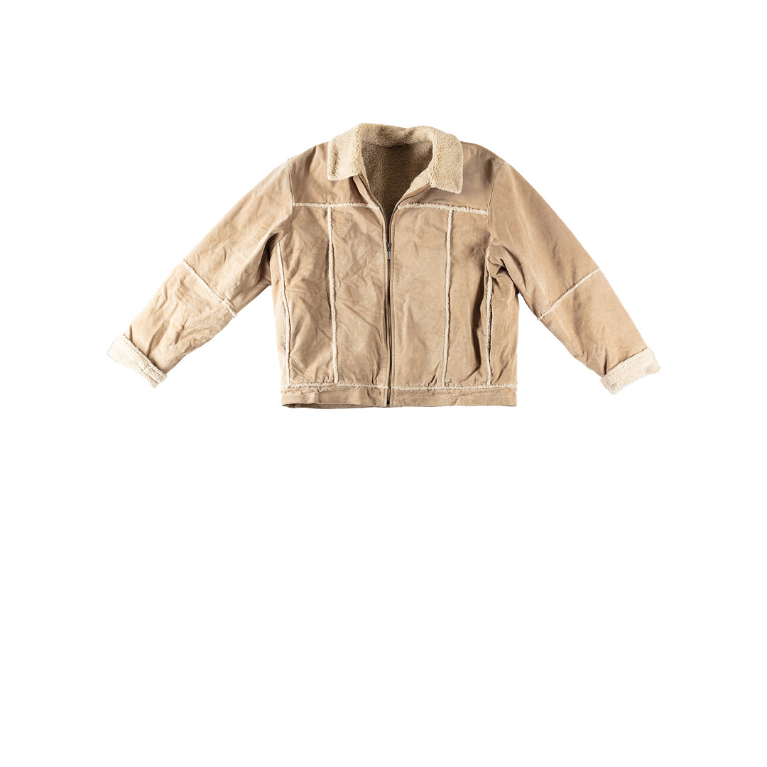Vintage 90's Men Faux Sheepskin Jacket in BeigeVN379