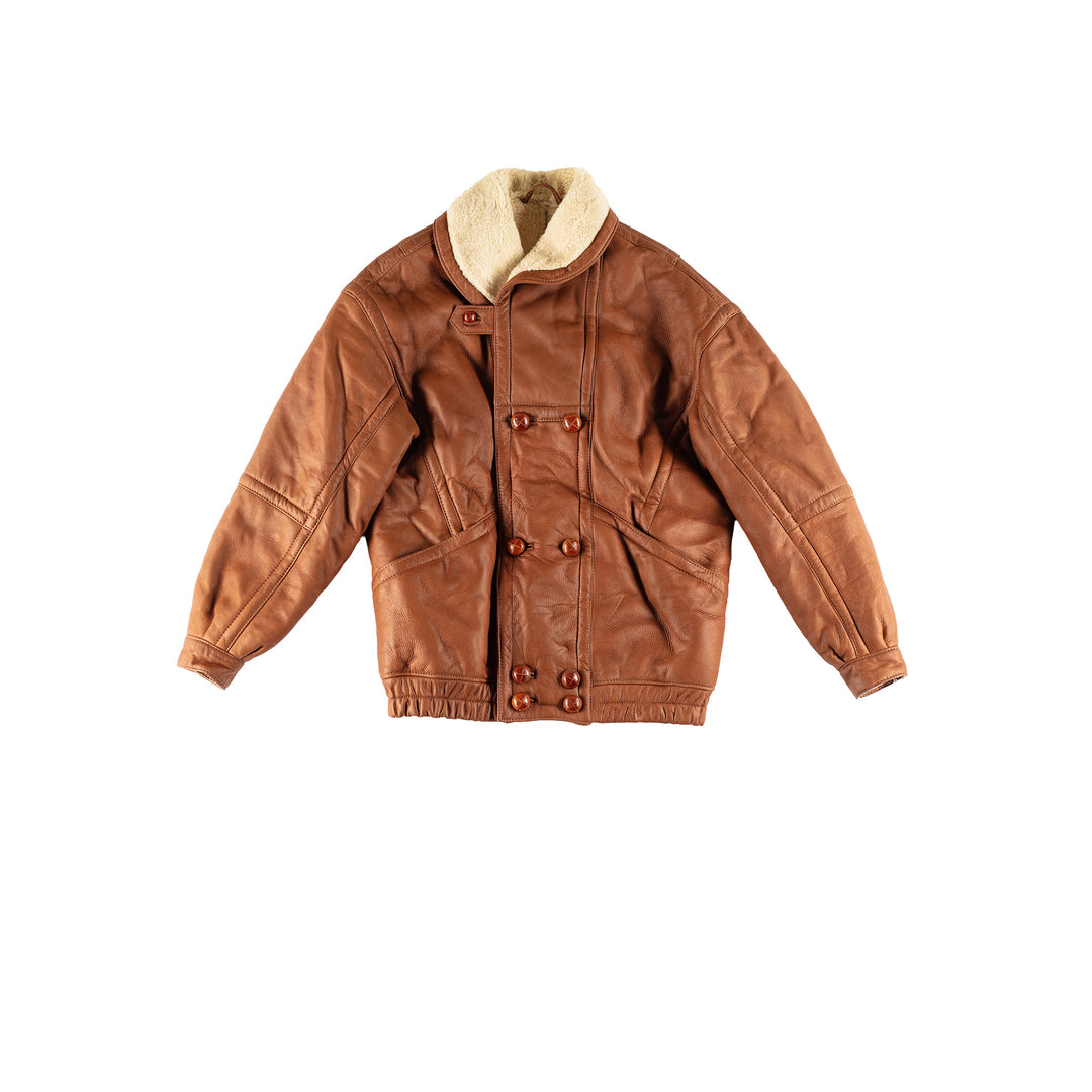Vintage 80's Men Sheepskin Jacket in BrownVN737
