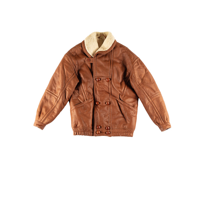 Vintage 80's Men Sheepskin Jacket in BrownVN737