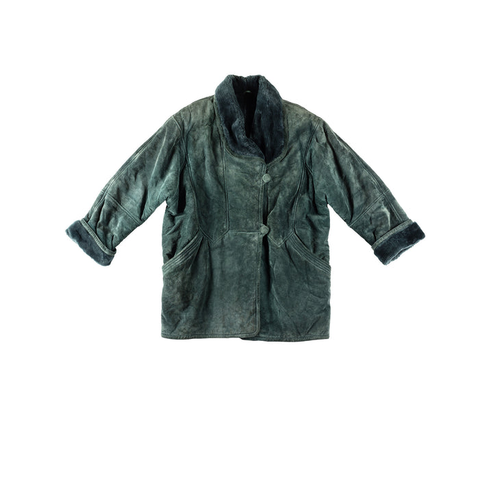 Vintage 80's Women Sheepskin Coat in GreenMN317