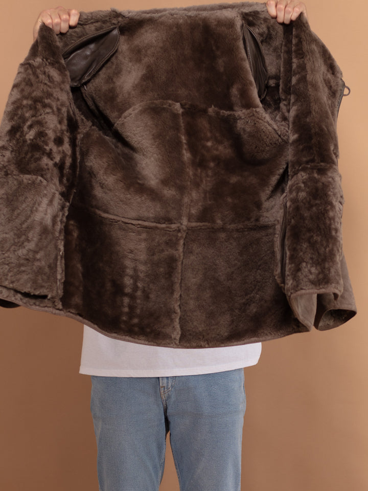 Vintage 70's Men Sheepskin Coat in Beige - NorthernGrip