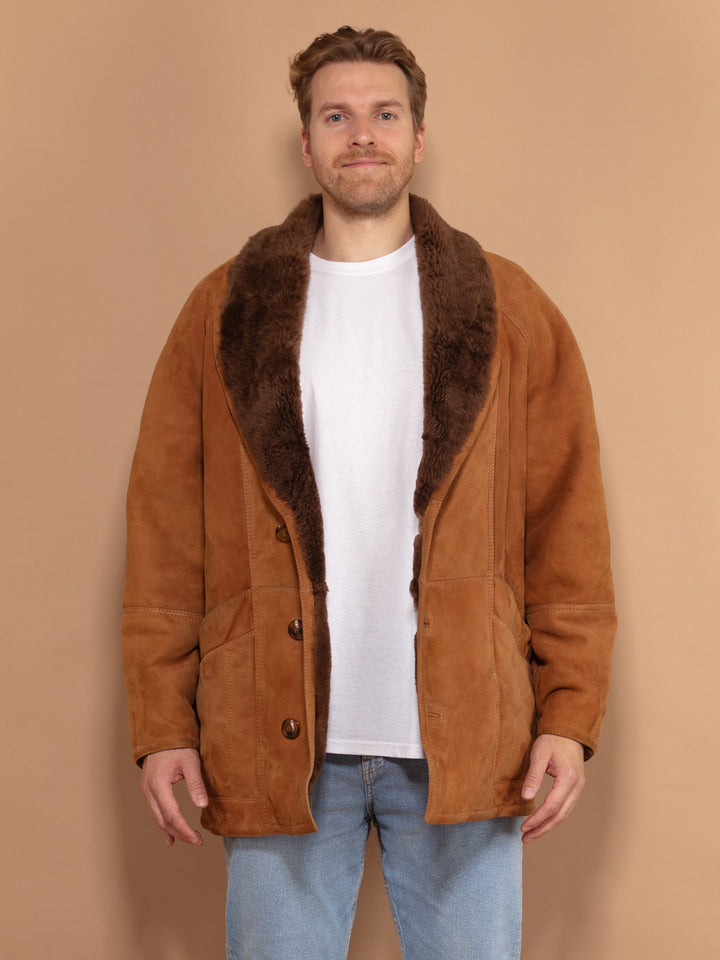 Vintage 70's Men Sheepskin Coat in Light Brown - NorthernGrip