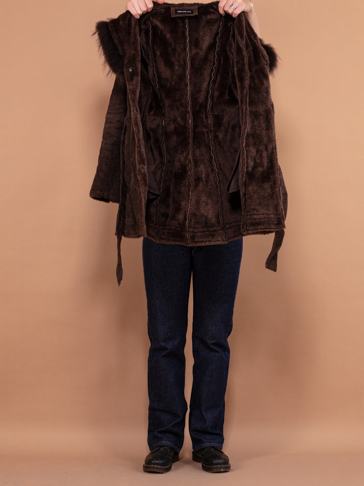Vintage 90's Faux Penny Lane Coat in Brown - NorthernGrip