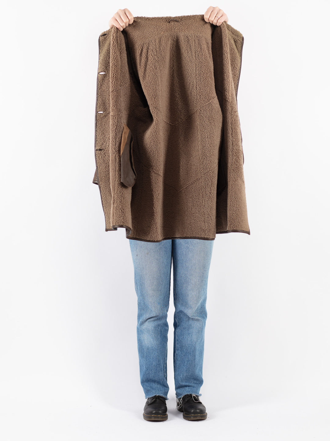 Vintage 80's Women Sheepskin Coat in Brown