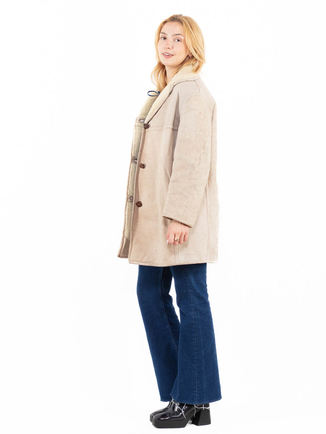 Vintage 80's Women Sheepskin Coat in