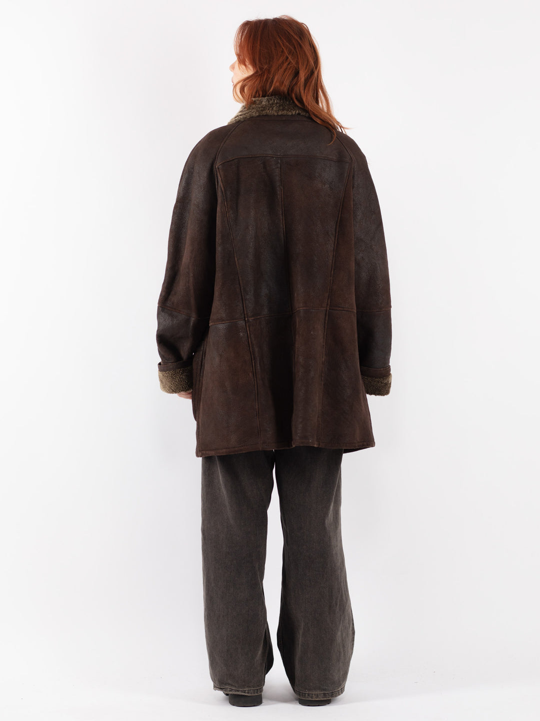 Vintage 90's Women Sheepskin Coat in Brown