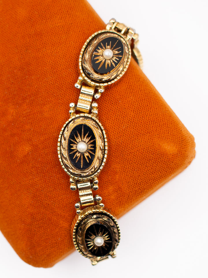 Vintage 60. gadu Sphinx Viktorijas laikmeta atdzimšanas melna rokassprādze