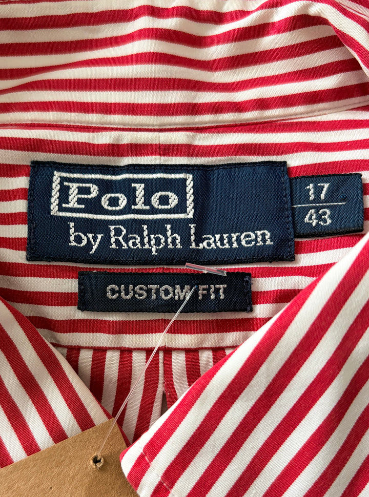 Vintage 90. gadu Vīriešu Ralph Lauren Sarkans Strīpains Krekls 