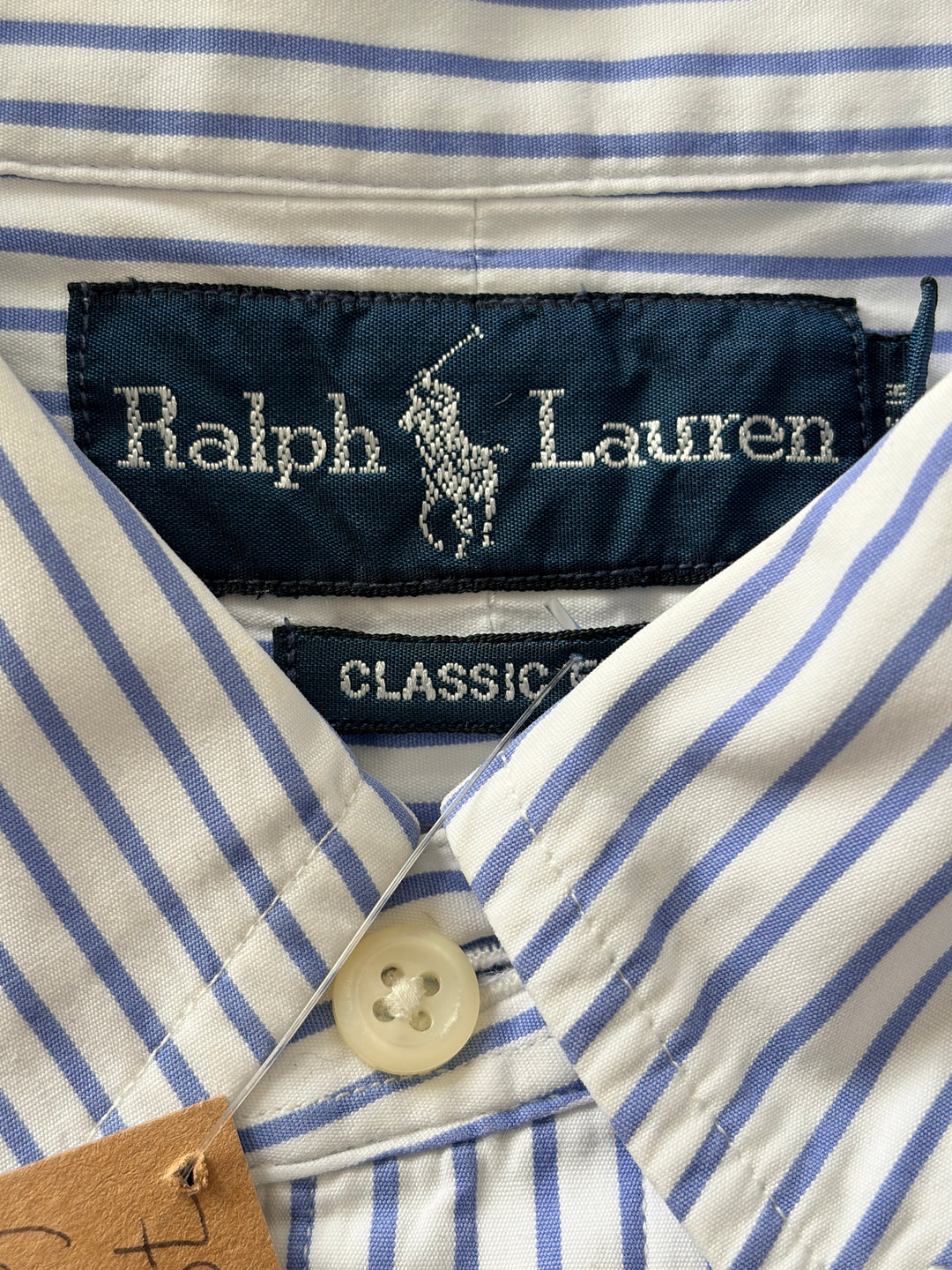 Vintage 90. gadu Vīriešu Ralph Lauren Zils Strīpains Krekls 