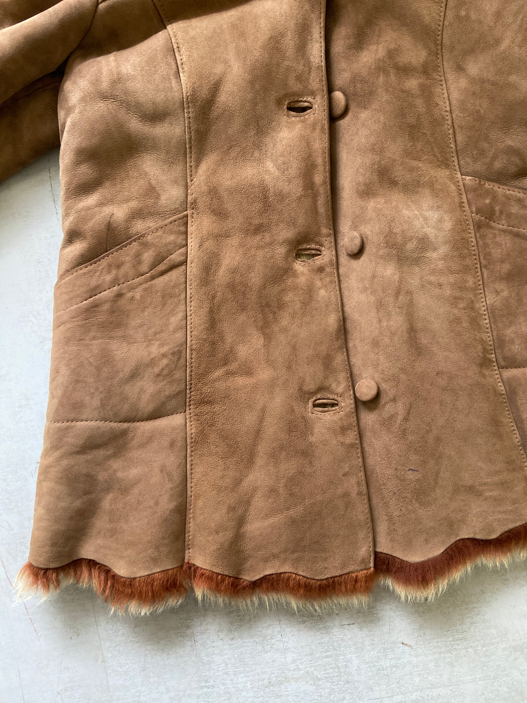 Vintage 90's Women Sheepskin Coat in Brown