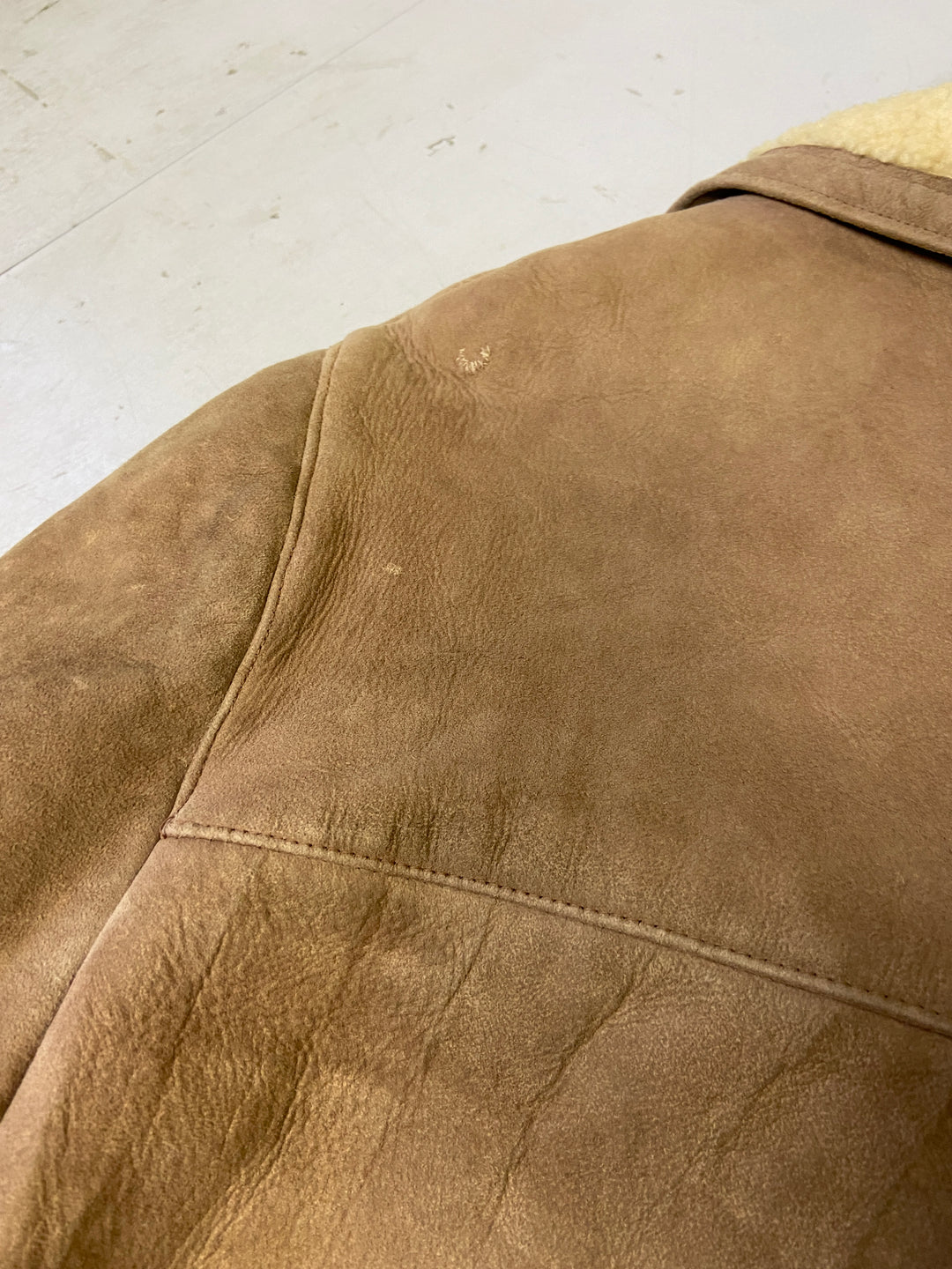 Vintage 70's Men Sheepskin Coat in Beige