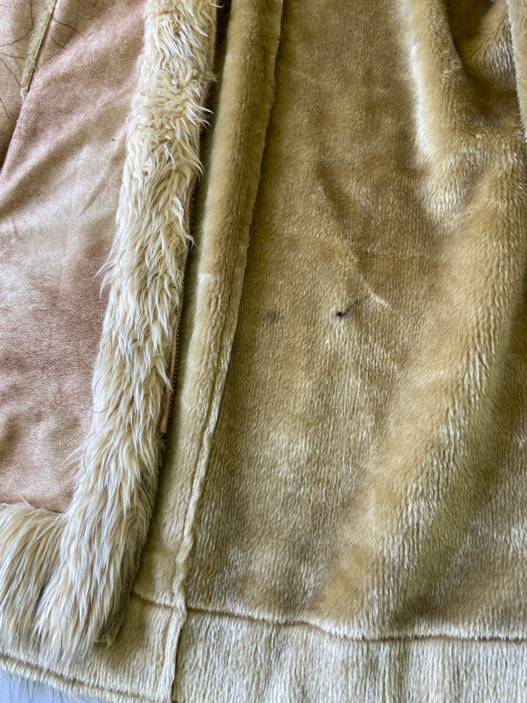 Vintage 90. gadu Penny Lane mākslīgās aitādas mētelis bēšā krāsā