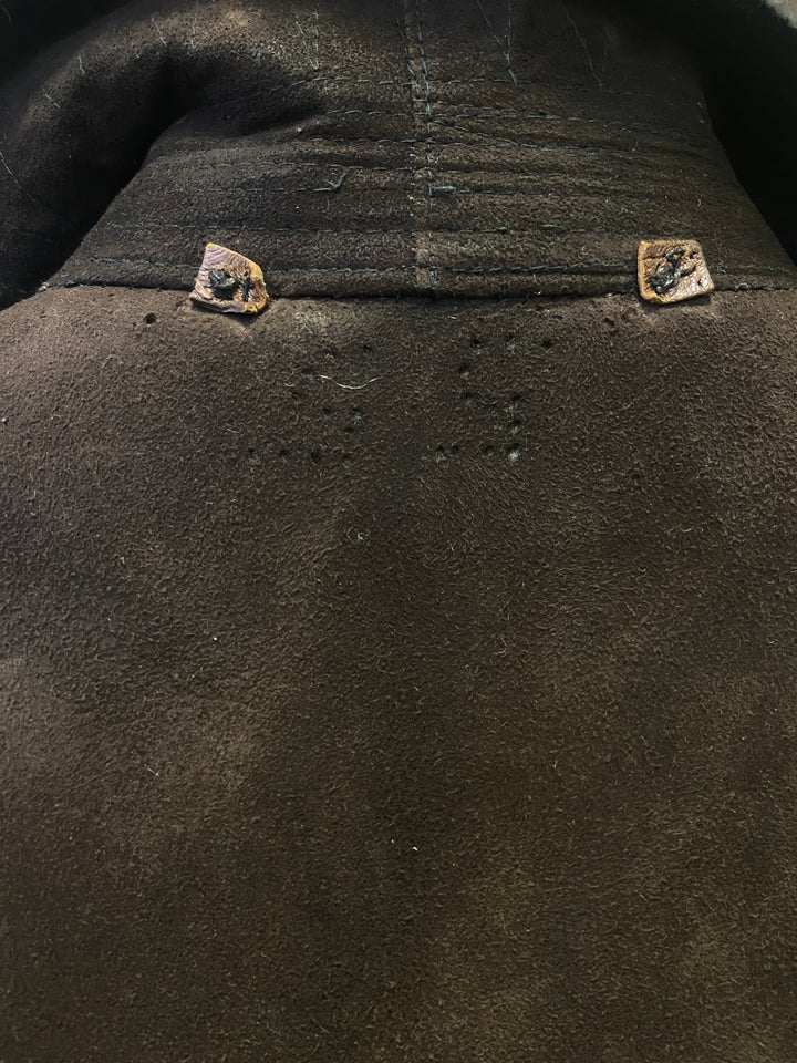 Vintage 70. gadu vīriešu aitādas mētelis brūnā krāsā