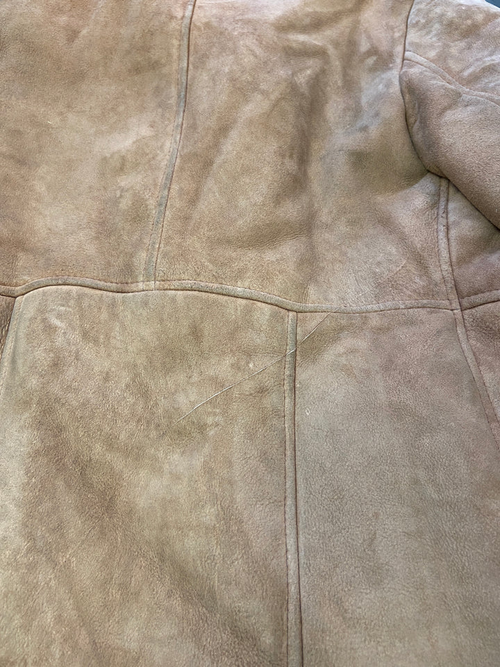 Vintage 70. gadu vīriešu aitādas mētelis brūnā krāsā