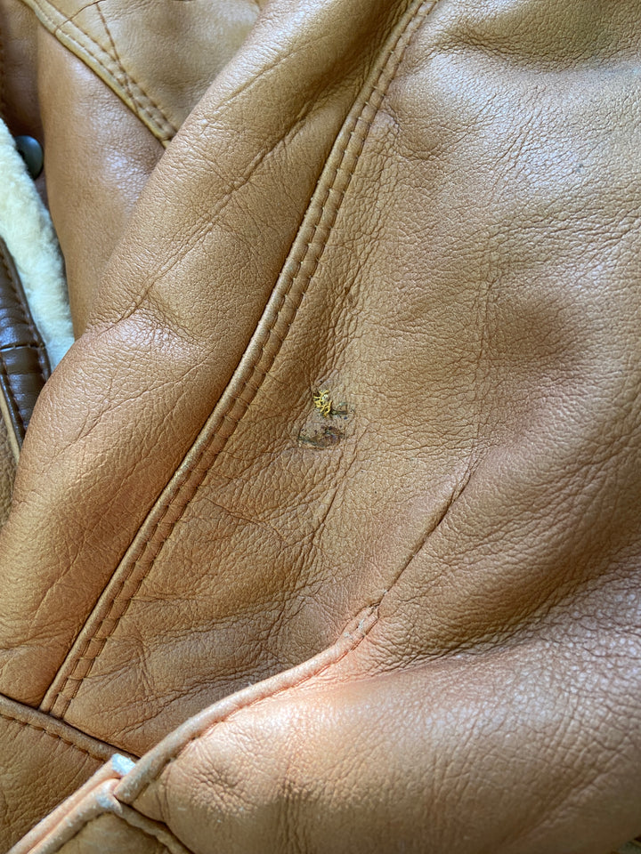 Vintage 80's Men Sheepskin Shearling Jacket in BrownZ2003