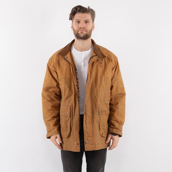 Vintage 90's Men Waxed Cotton Jacket in BeigeZ921