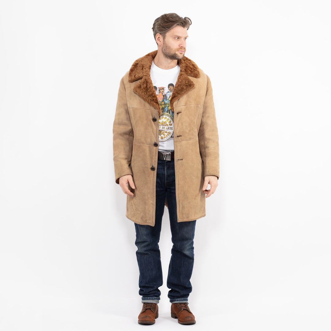 Vintage 70's Men Sheepskin Coat in BeigeZ2646
