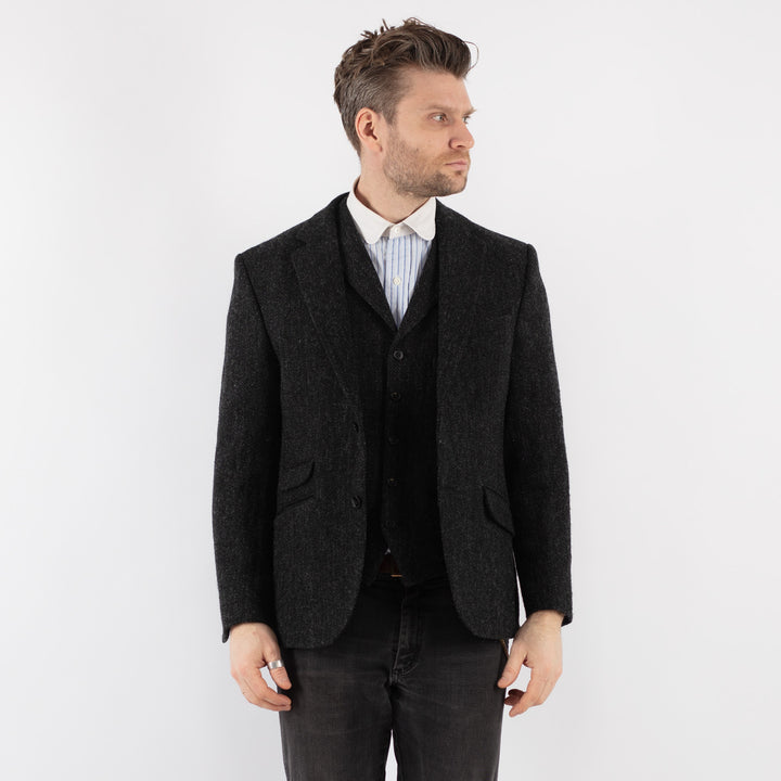 Vintage 00's Men Harris Tweed Jacket in Dark Gray - NorthernGrip