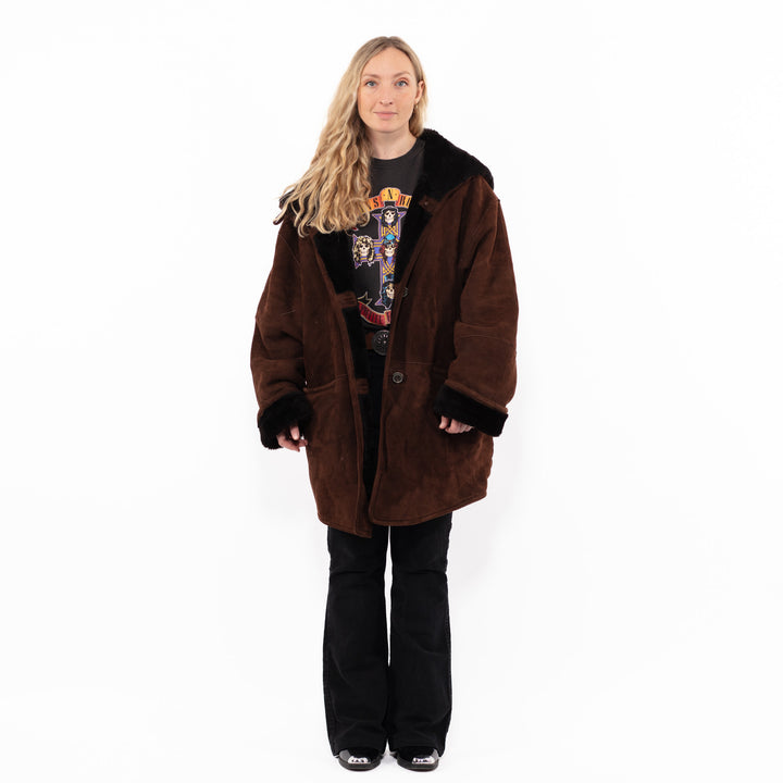 Vintage 90's Women Sheepskin Coat in BrownA0881