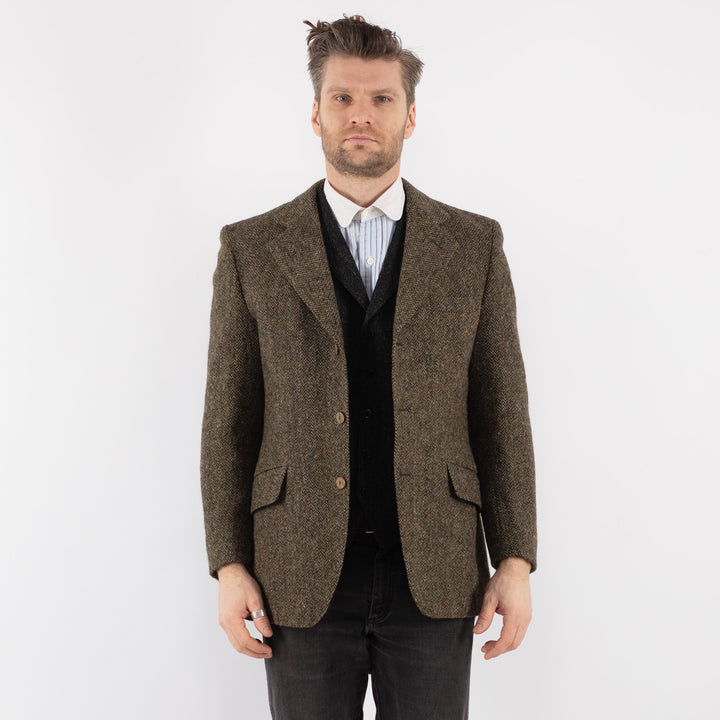 Vintage 70's Men Harris Tweed Jacket in Green - NorthernGrip