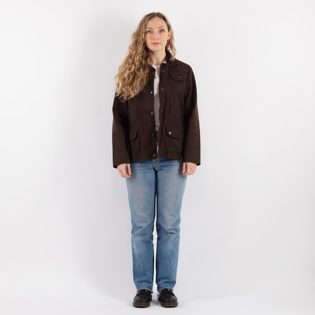 Vintage 90's Women Waxed Cotton Jacket in Brown - NorthernGrip