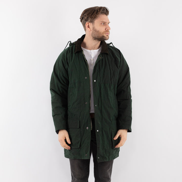 Vintage 90's Men Waxed Cotton Jacket in GreenZ900