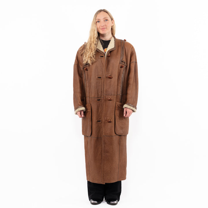 Vintage 80's Women Sheepskin Coat in BrownA0889