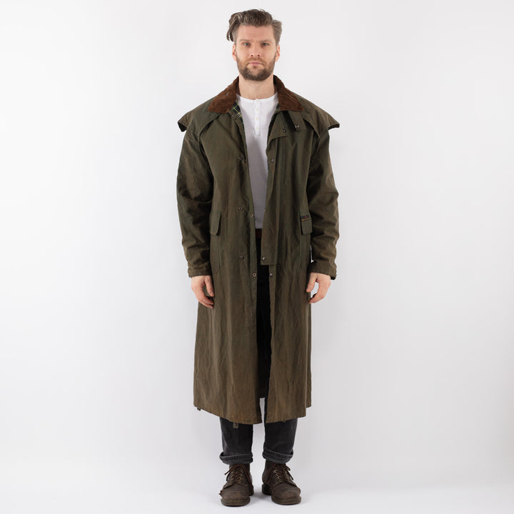 Vintage 90's Men Waxed Cotton Coat in GreenZ901