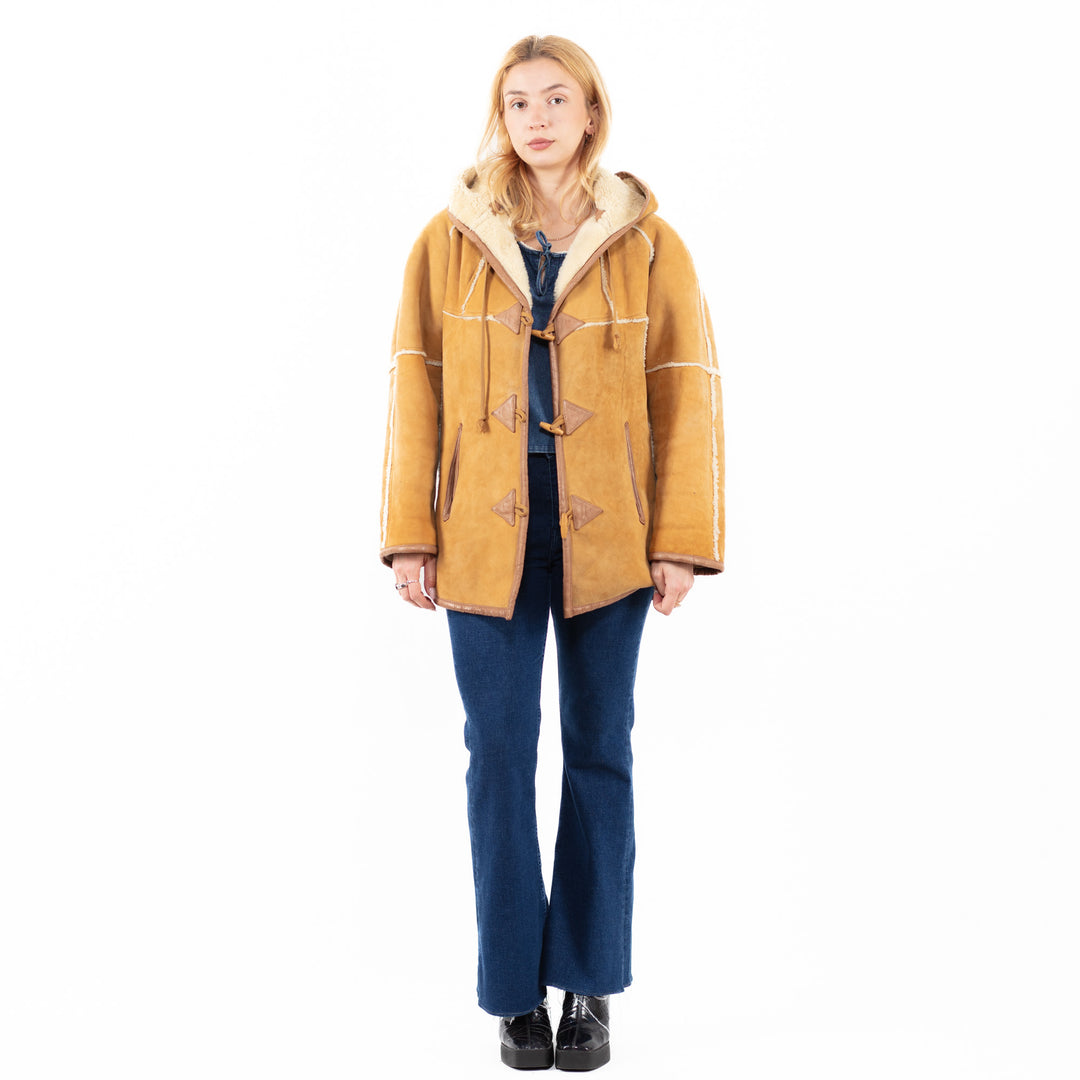 Vintage 90's Women Sheepskin Jacket in BeigeA0054