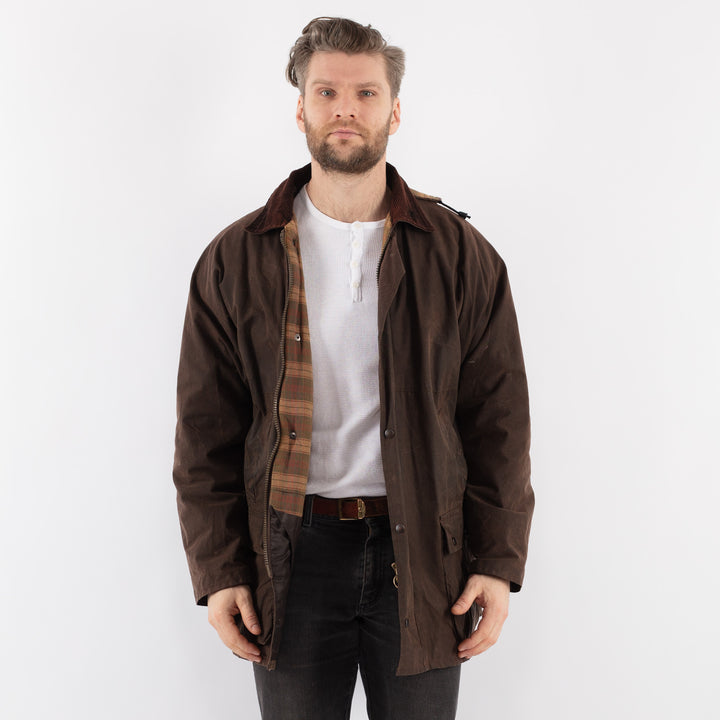 Vintage 90's Men Waxed Cotton Jacket in BrownZ905