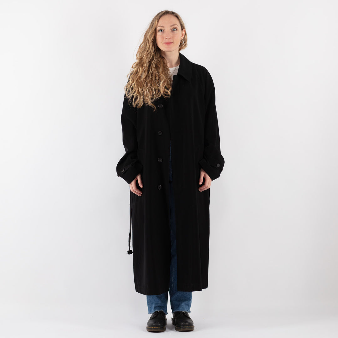 Vintage 90's Women Trench Coat in Black