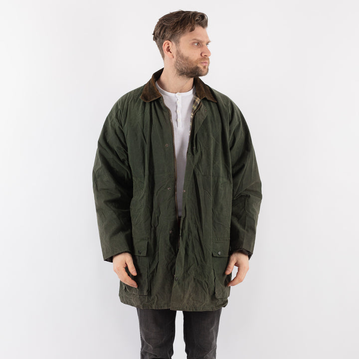 Vintage 90's Men Waxed Cotton Jacket in GreenZ906