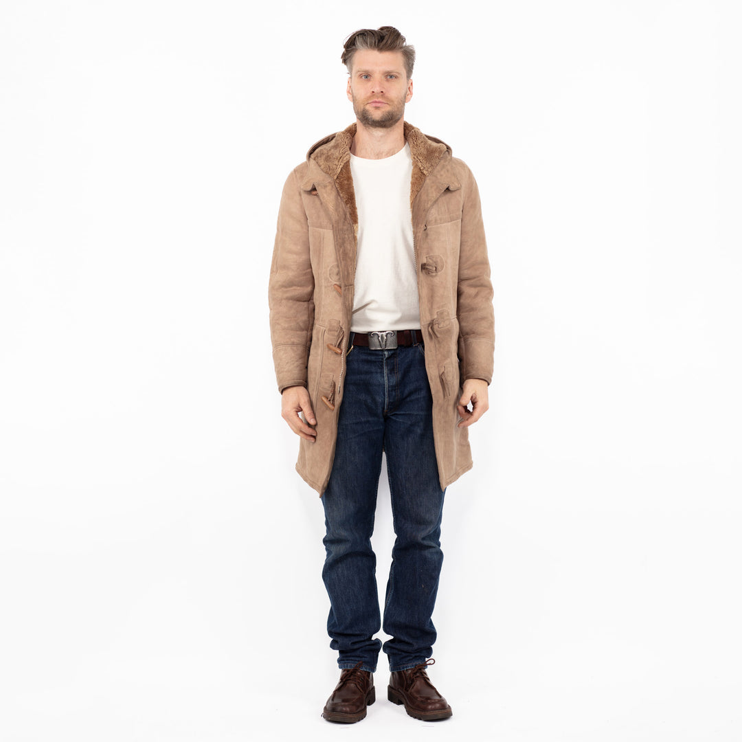 Vintage 80's Men Sheepskin Coat in BeigeZ2553